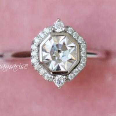 Octavia White Sapphire Asscher Cut Ring