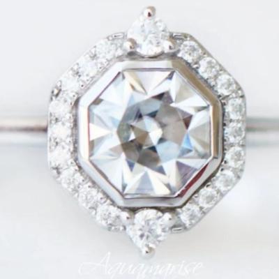 Octavia White Sapphire Asscher Cut Ring