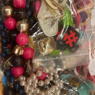 Large bag of vintage colorful jewelry