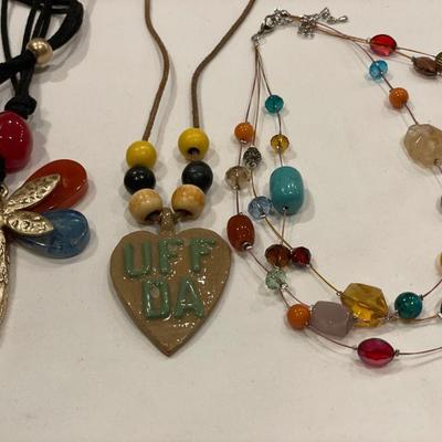 Uff da and colorful stone necklaces