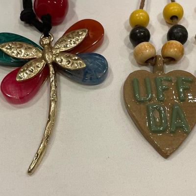 Uff da and colorful stone necklaces