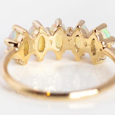 10k Yellow Gold Natural Opal Half Eternity Band