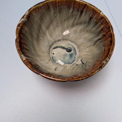 Vintage Brown/Cream Swirl Pottery Mixing Bowl (K)
