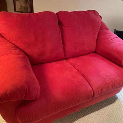 Ashely loveseat in plush red fabric