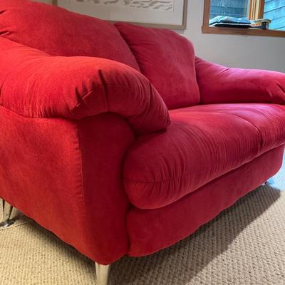 Ashely loveseat in plush red fabric