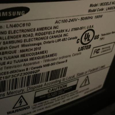 Samsung 40” TV and Sony DVD player