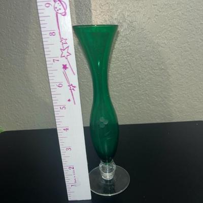 Vintage green bud vase
