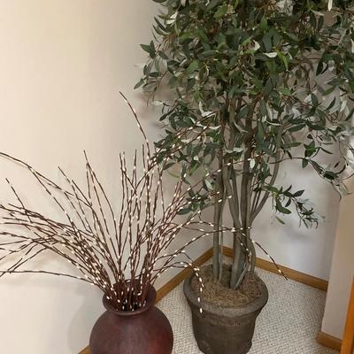 Faux tree and large vase