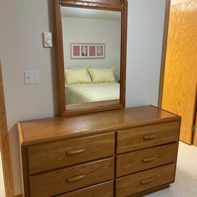 Oak long dresser with mirror