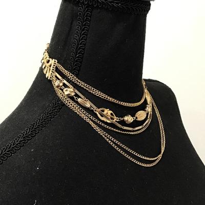 Beautiful Vintage Multi strand, layered gold, toned, choker necklace