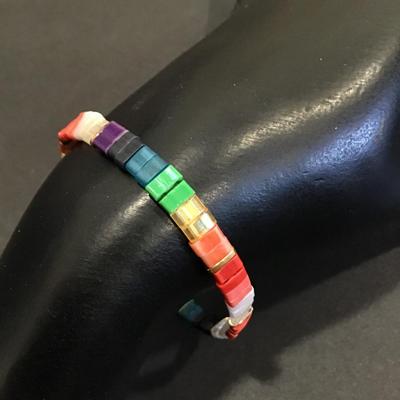 Cool vintage multicolor shell stretch bracelet