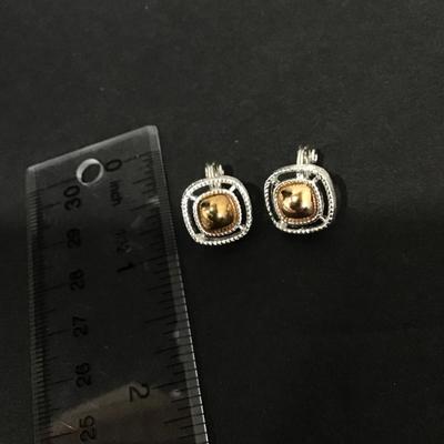 HMN two tone clip on earrings