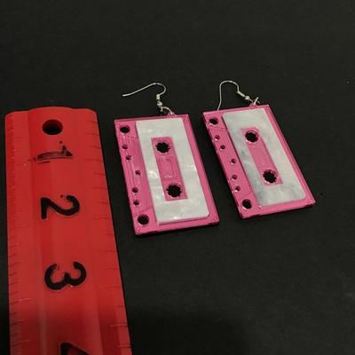 Old school cassette, tape, novelty, earrings