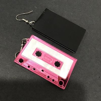 Old school cassette, tape, novelty, earrings