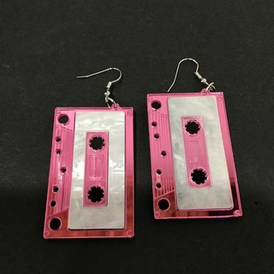 Old school cassette, tape, novelty, earrings
