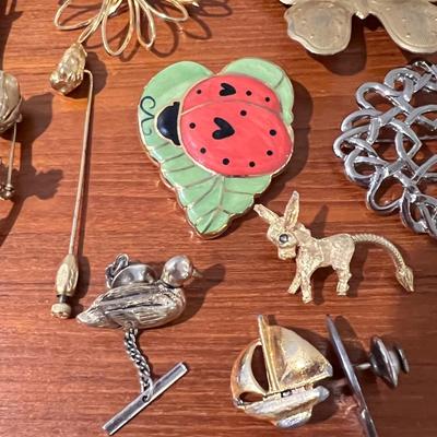 Big Lot Brooches Pins - Vintage, Austria, Limoges, Rhinestone, Statement, Enamel, Pewter