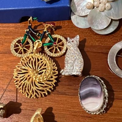 Big Lot Brooches Pins - Vintage, Austria, Limoges, Rhinestone, Statement, Enamel, Pewter