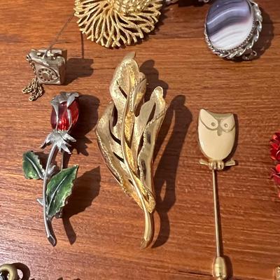 Big Lot Brooches Pins - Vintage, Austria, Limoges, Rhinestone, Statement, Enamel, Pewter