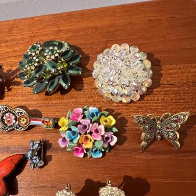 Big Lot Brooches Pins - Vintage, Austria, Limoges, Rhinestone, Statement, Enamel, Pewter