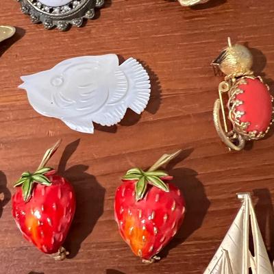 Big Lot Brooches Pins - Vintage, Austria, Limoges, Rhinestone, Statement, Enamel, Pewter