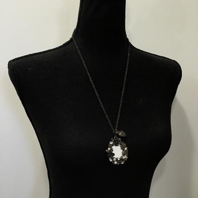 Cute Vintage Mirror, bronze, toned pendant, necklace