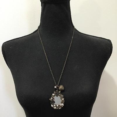 Cute Vintage Mirror, bronze, toned pendant, necklace