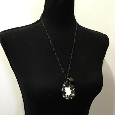 Cute Vintage Mirror, bronze, toned pendant, necklace