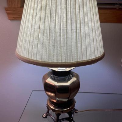 Vintage brass table lamp with brass floor lamp