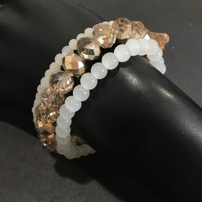 Crystal and bead stretch bracelets