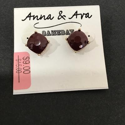 Gameday Brown rhinestone studded earrings,