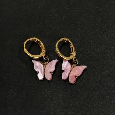 Pretty pink vintage butterfly earrings