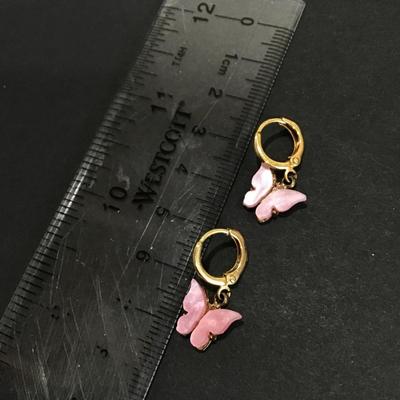 Pretty pink vintage butterfly earrings