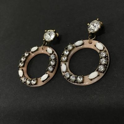 Cute BoHo style antique bronze, toned, rhinestone dangle earrings