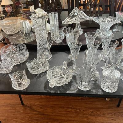 BIG Lot Cut Crystal, Glass, Decorative, Serving Ware, Vases, Milk Glass
