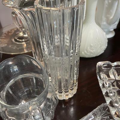 BIG Lot Cut Crystal, Glass, Decorative, Serving Ware, Vases, Milk Glass