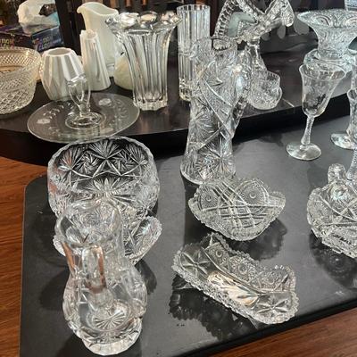 BIG Lot Cut Crystal, Glass, Decorative, Serving Ware, Vases, Milk Glass