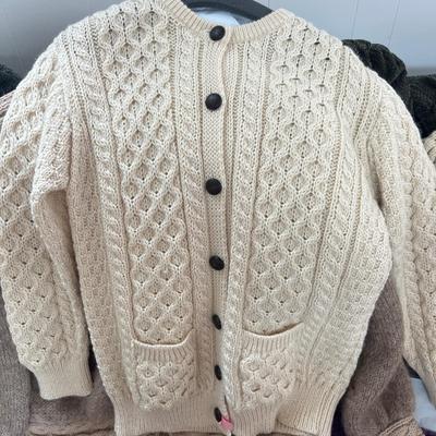 8 Vintage Irish Sweater Lot - Designer Rosemarie B, Wool, Cardigan