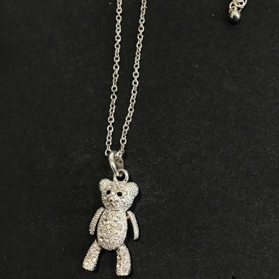 Crystal Rhinestone teddybear necklace