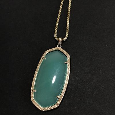 Kendra Scott gold tone rayne mint green tassel pendant necklace