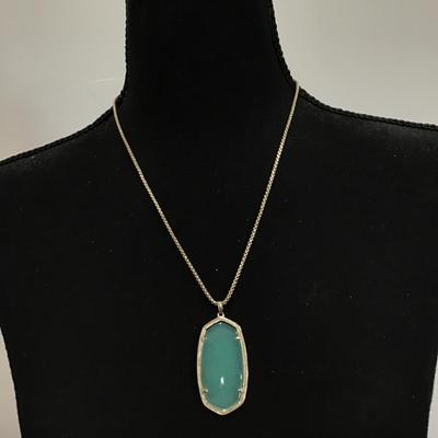 Kendra Scott gold tone rayne mint green tassel pendant necklace