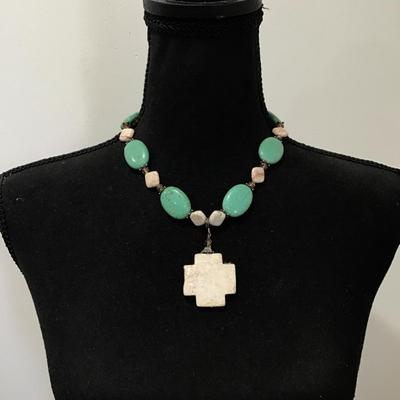 Beautiful stone and crystal cross statement necklace toggle class
