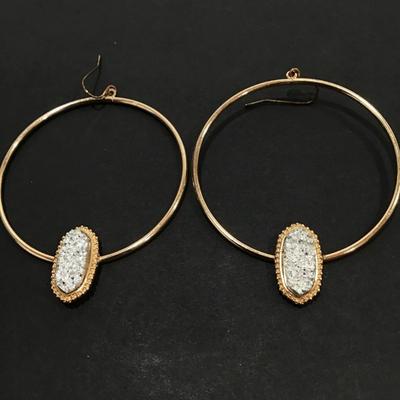 Large fashion faux stone hoop earrings