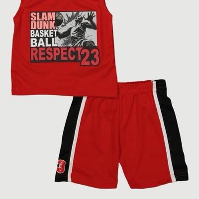Boys 2-Piece Slam Dunk Basketball Outfit Set – Top & Short-Red/Black #23 5/6