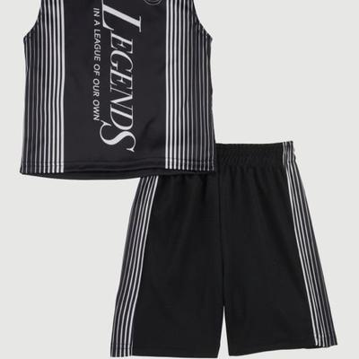 Boys 2-Piece Athletic Outfit Set – “Legends” Tank & Shorts Black 5/6