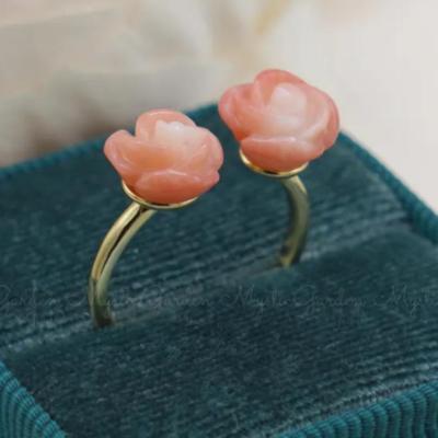 Sterling Silver Dual Coral Rose Ring