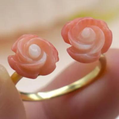 Sterling Silver Dual Coral Rose Ring