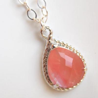 Silver Coral Pendant Necklace