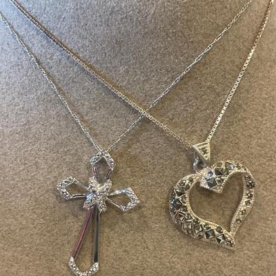 Stunning sterling cross and heart pendant