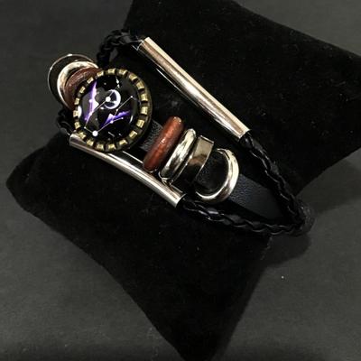 Zodiac constellation, charm, leather, braided rope Bracelet