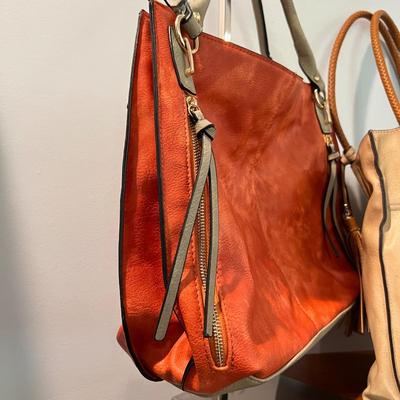 2 Faux Leather Concealed Carry Totes Purses - Orange is "Connor"